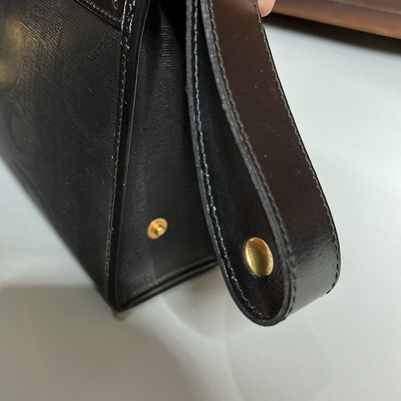 CHRISTIAN DIOR VINTAGE BLACK MONOGRAM CANVAS CLUTCH - Picture 4 of 16